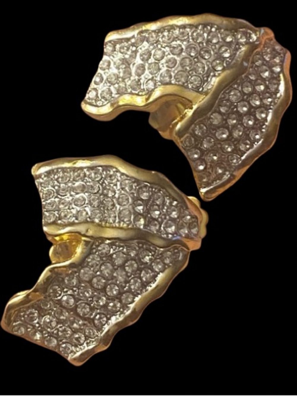 Vintage Kenneth Jay Lane (KJL) Clip-on Earrings Sparkling Clear Pave Rhinestone